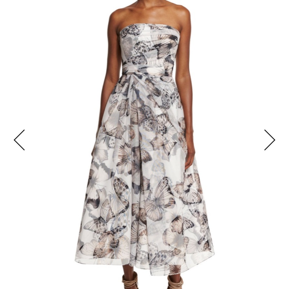 Monique Lhuillier Strapless Butterfly Dress